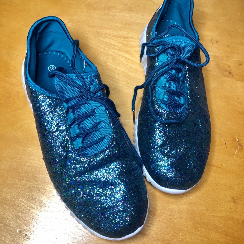 Blue Green Glitter Tennis Shoes!!